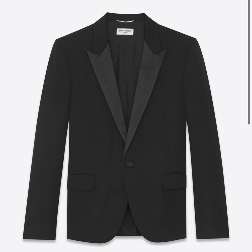 PEAKED LAPEL TUXEDO JACKET IN GRAIN DE POUDRE SAINT LAURENT. Like New!
